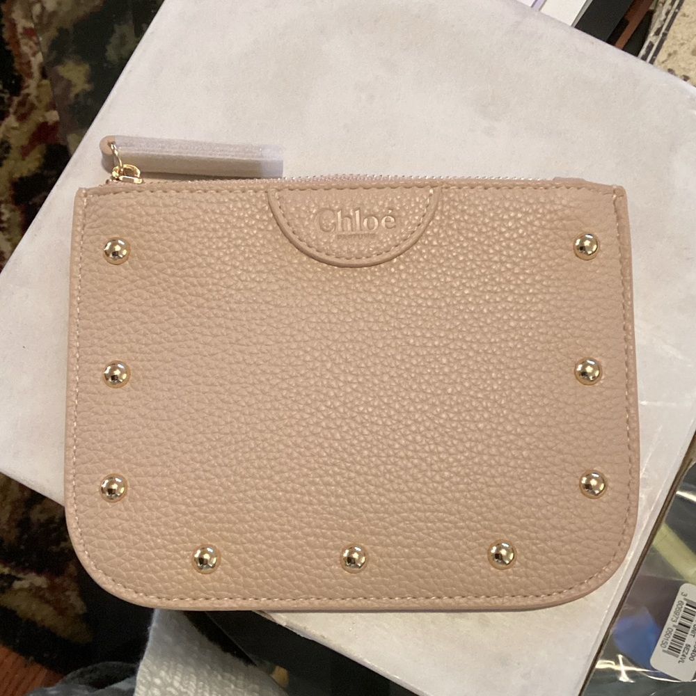 Chloe Blush Studded Women's Small Cosmetic bag/coin purse NEW in box